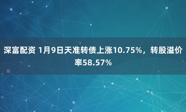 深富配资 1月9日天准转债上涨10.75%，转股溢价率58.57%